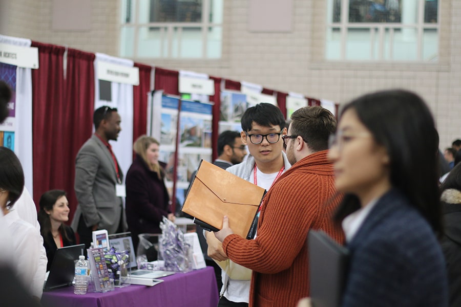 Dietrich College students at a career fair.