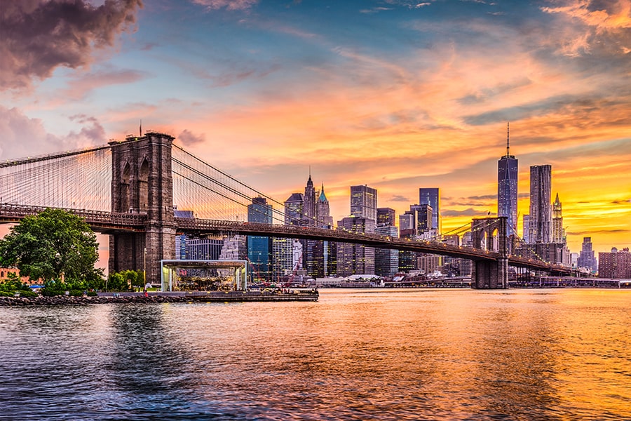 NYC skyline at sunrise