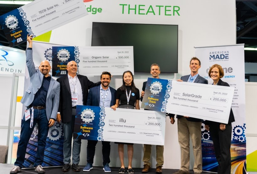 American Made Solar Prize Winners Pictured with Large Checks 