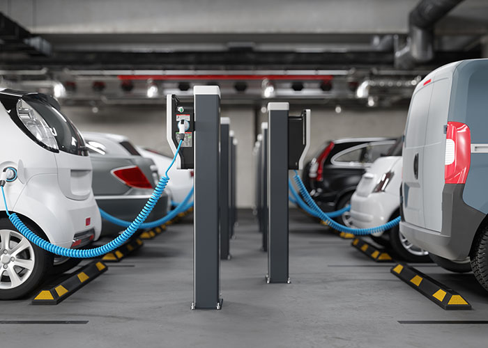 Images of electric vehicles charging