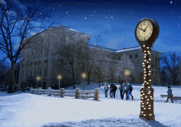 winter campus scene