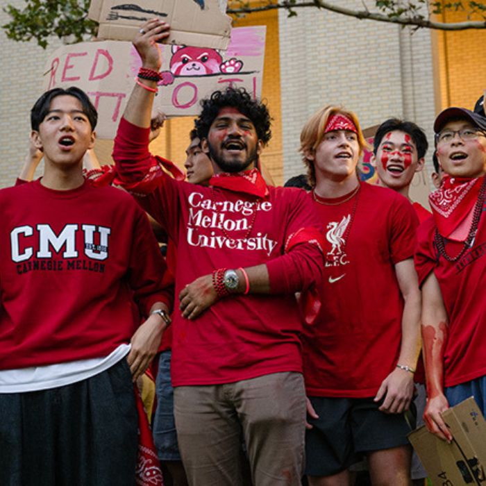 students wearing red during housewars