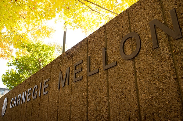 Carnegie Mellon sign on campus during fall