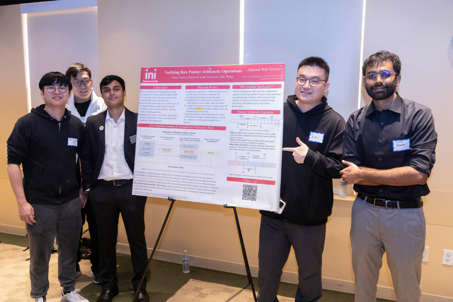 students presenting a poster during practicum showcase