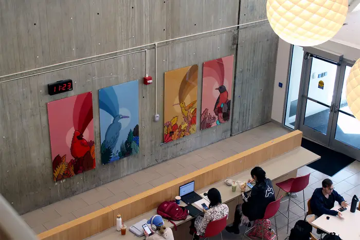 "Four Birds" installed in the entrance to Wean Hall.