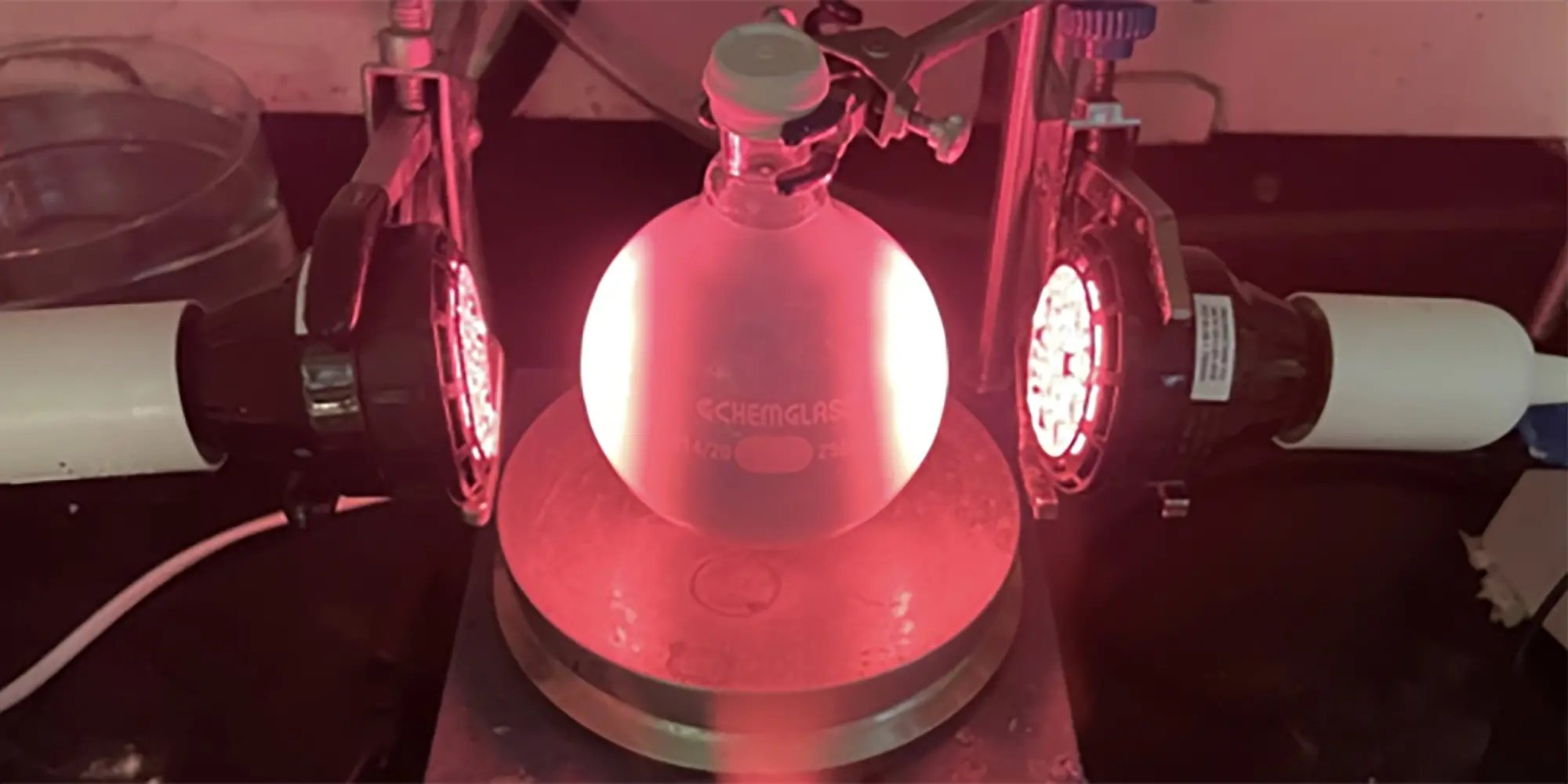 beaker shown under red light 