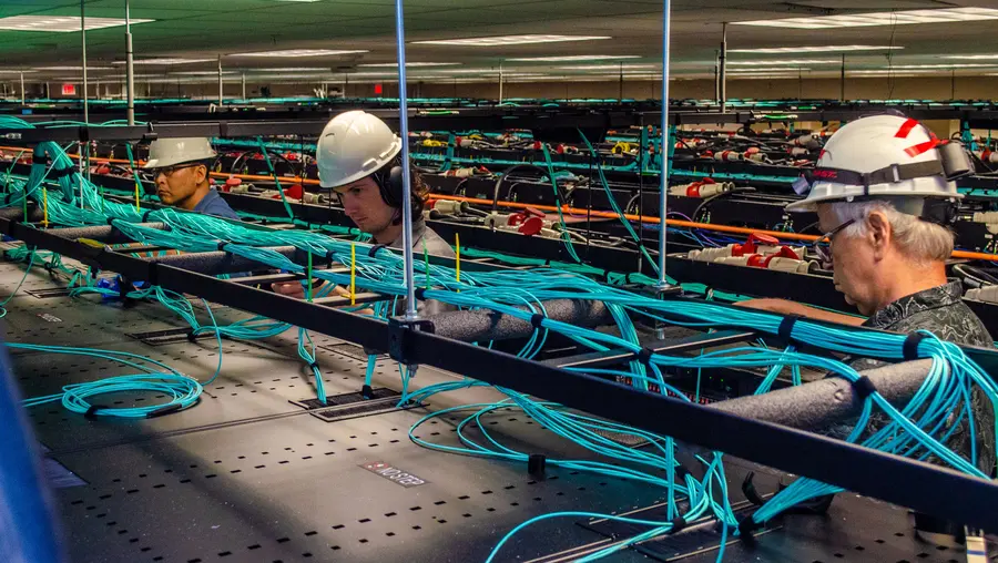 Construction of a supercomputer.