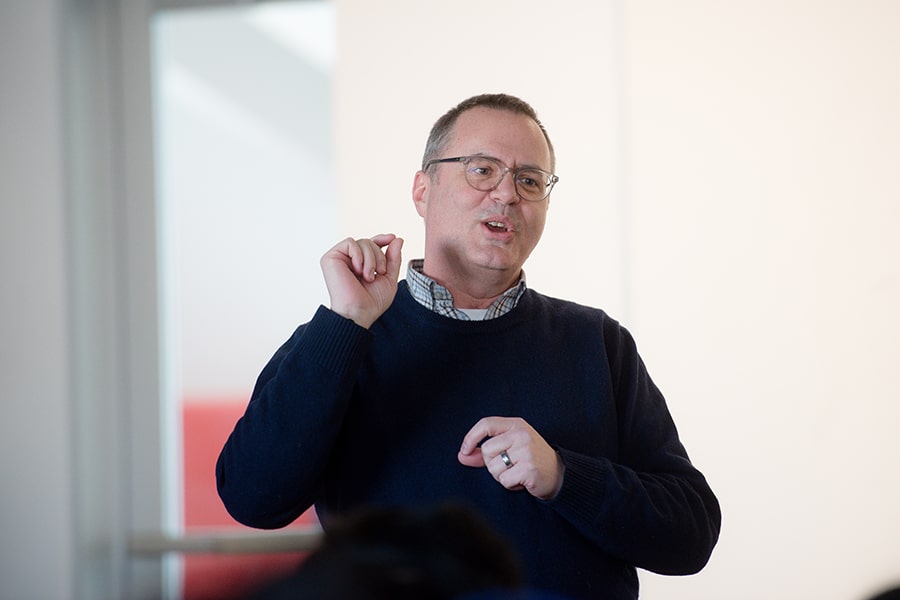 Lance LaDuke instructs MBA students how to conduct