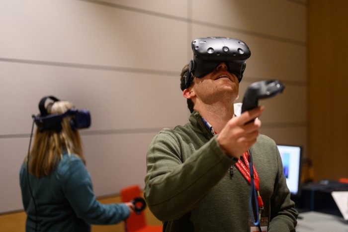 An image of brainplay participants using virtual reality headsets.