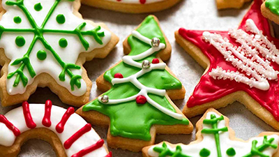 Assorted decorated holiday cookies