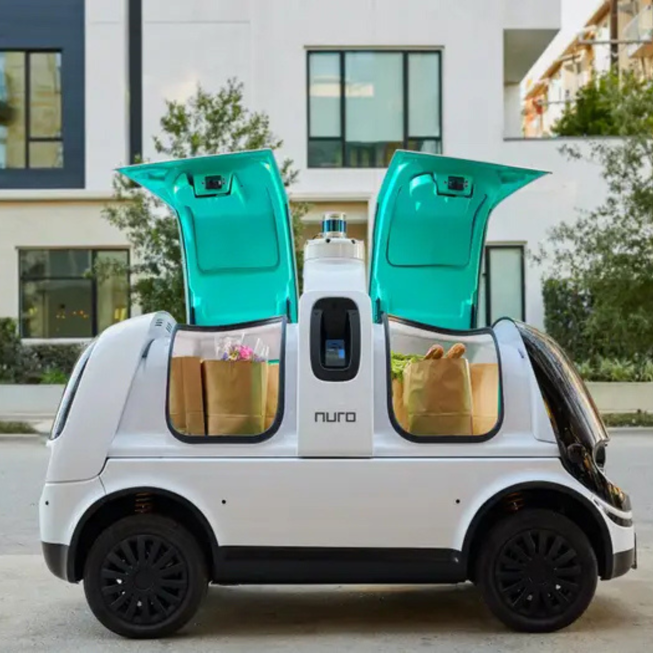 Futuristic food delivery vehicle