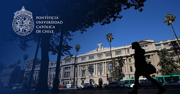 Image of a building facade and text pontificia universidad catolica de chile