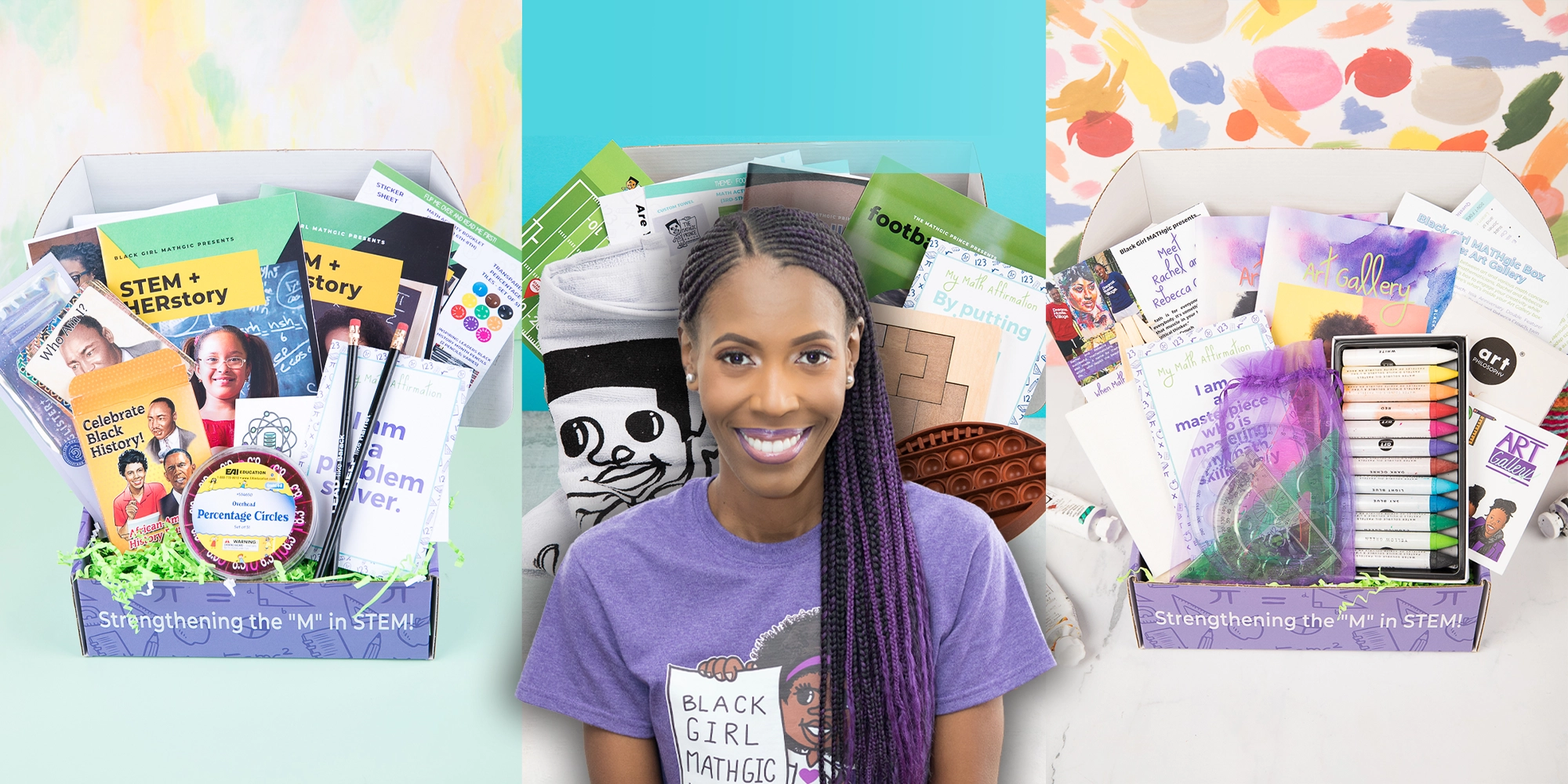 Brittany Rhodes with her math subscription box