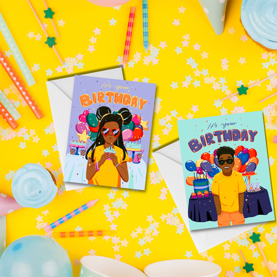 cheernotes inclusive birthday card with yellow background
