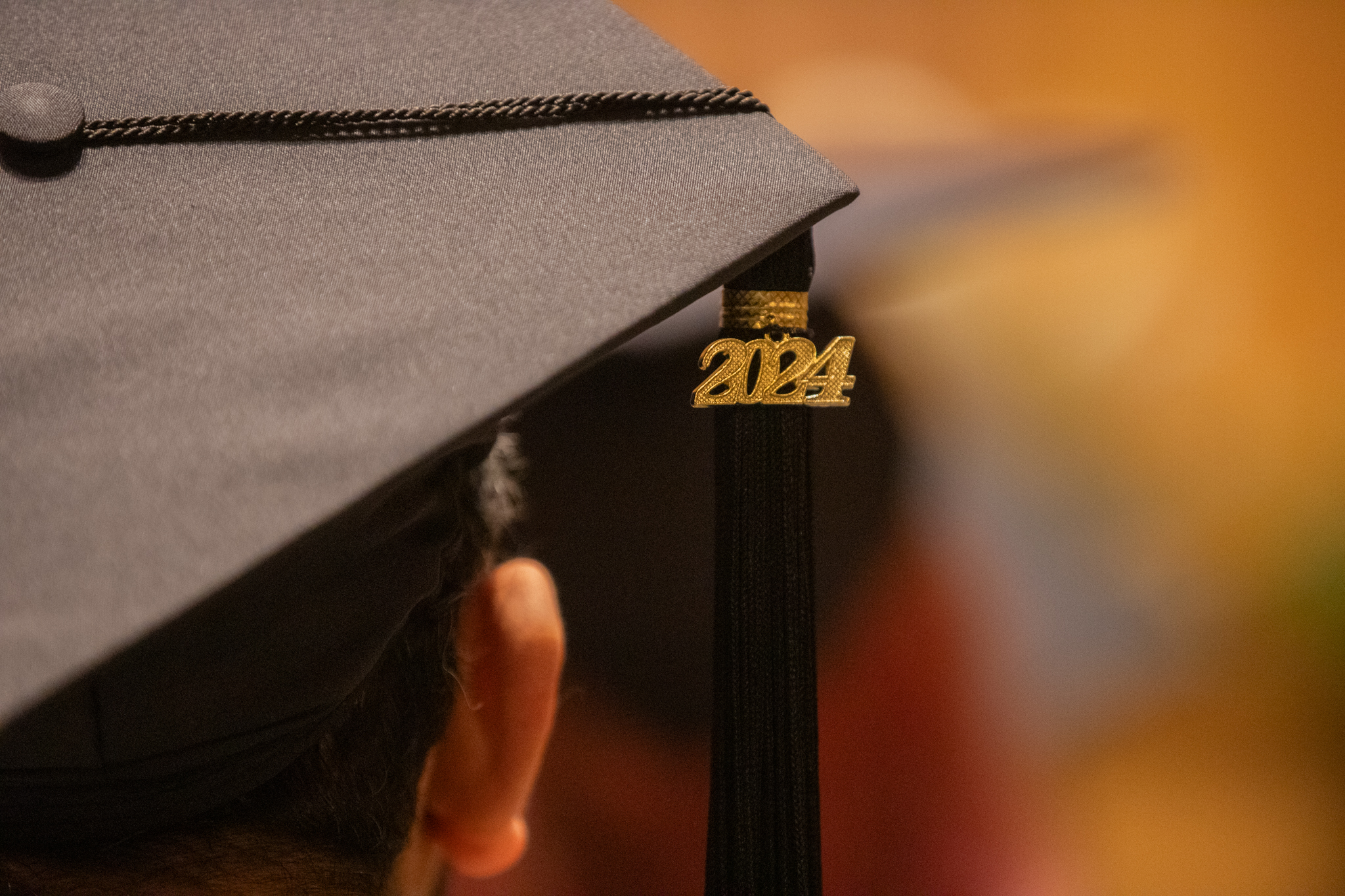 Graduation cap and tassel reading "2024"